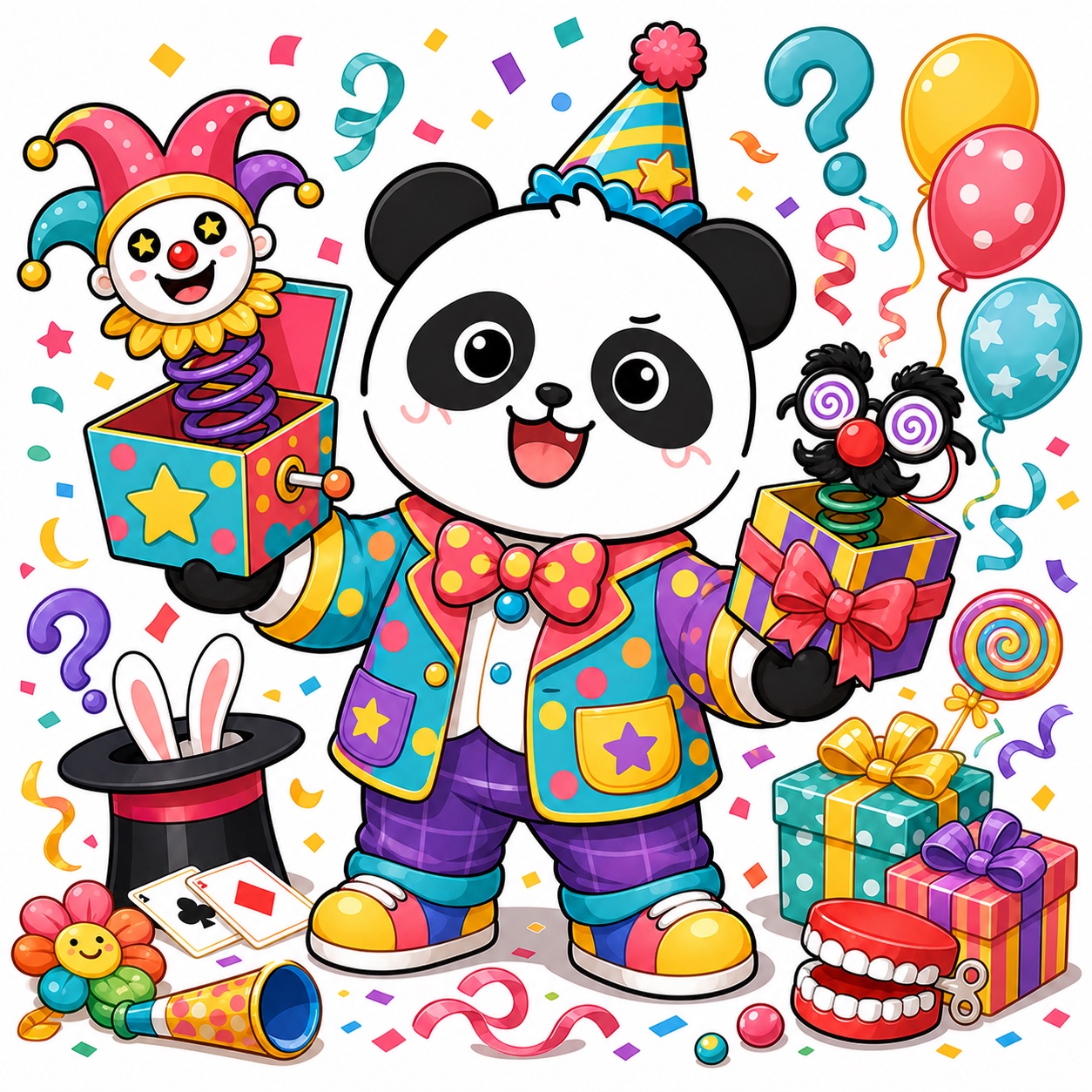 熊猫俊宇奇趣嘉年华主题插画