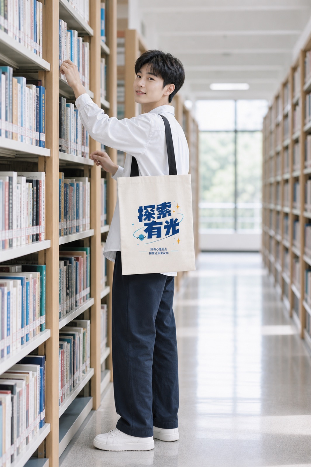 探索有光主题帆布袋展示