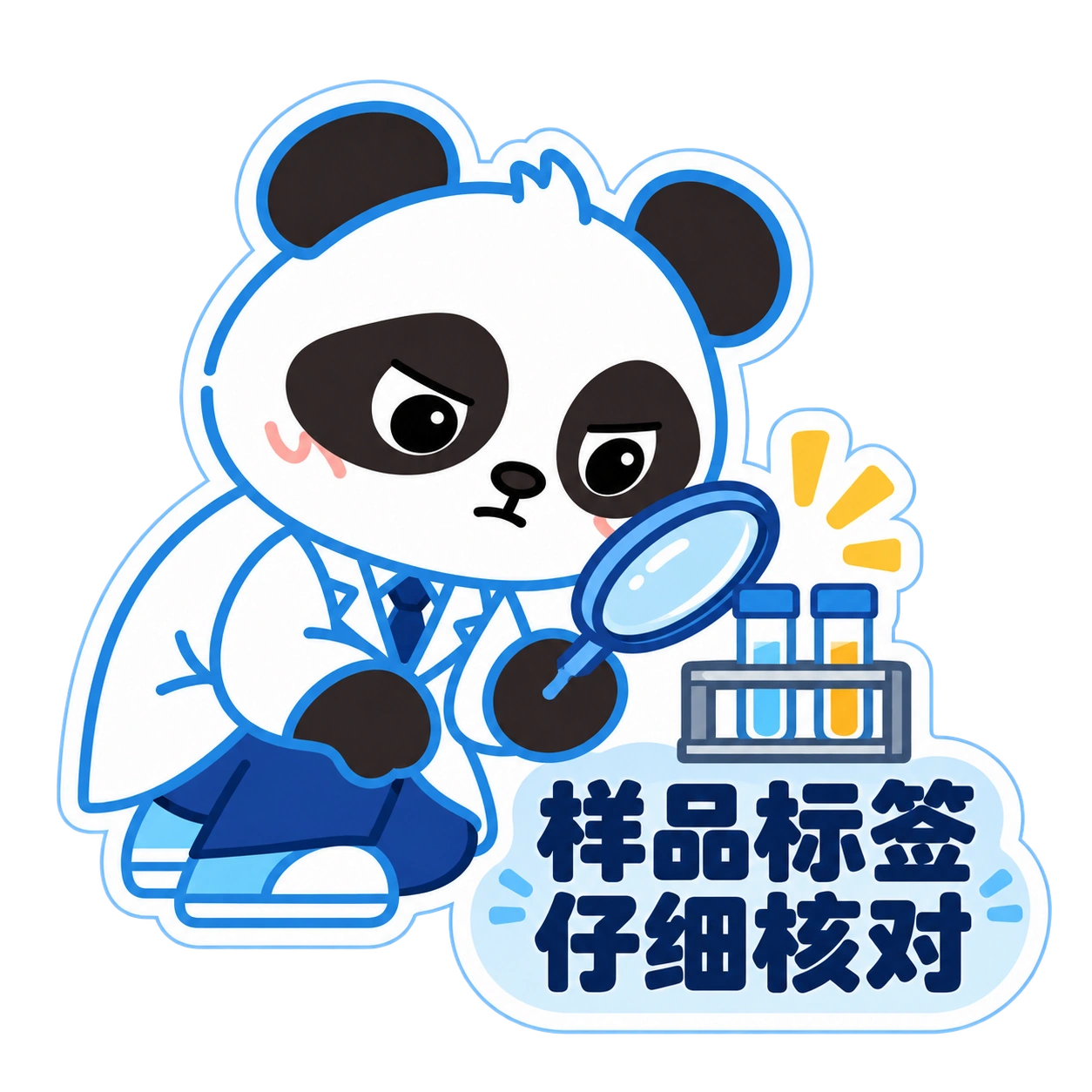 熊猫俊宇实验室提示贴纸《样品标签 · 仔细核对》
