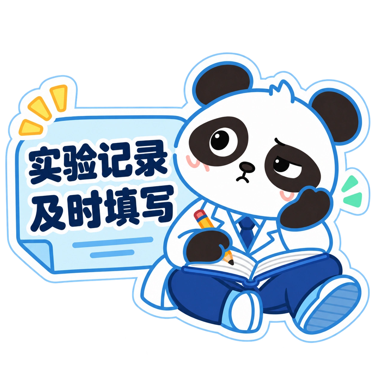 熊猫俊宇实验室提示贴纸《实验记录 · 及时填写》
