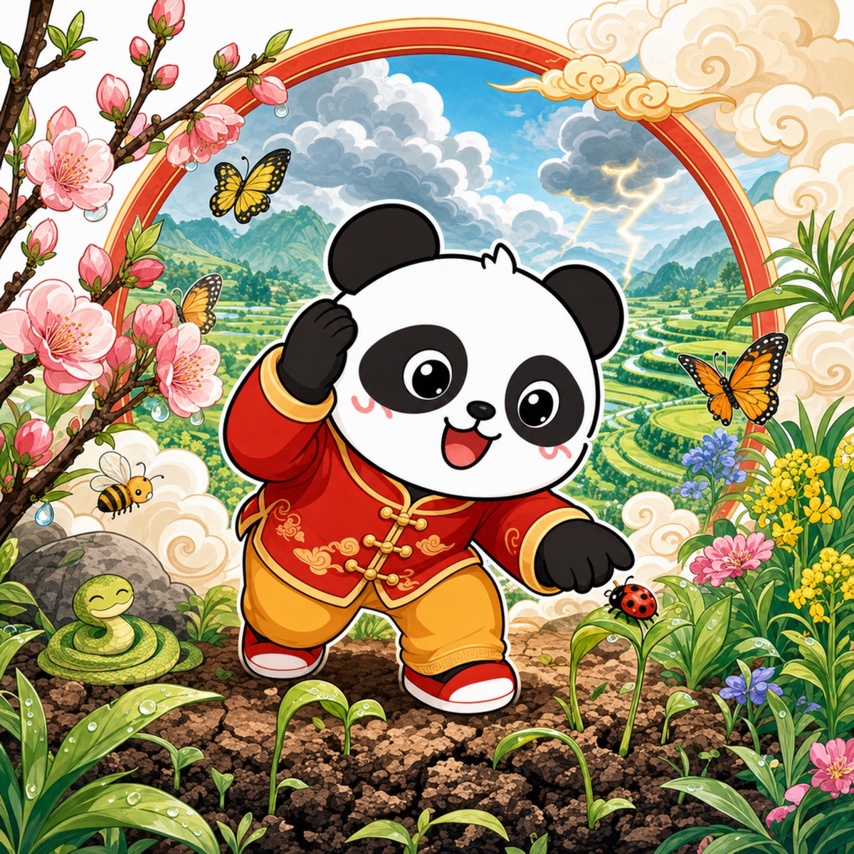熊猫俊宇二十四节气作品《惊蛰》