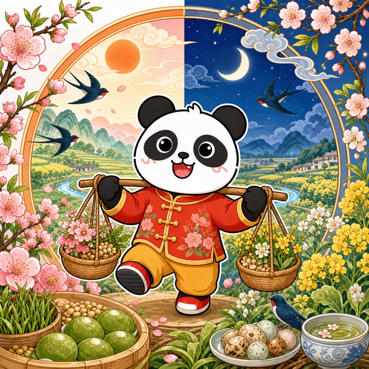 熊猫俊宇二十四节气作品《春分》