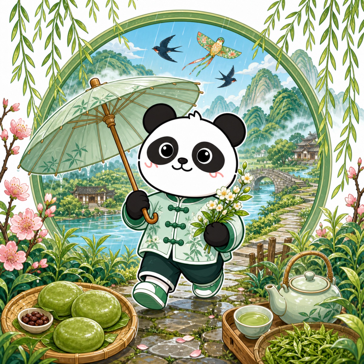 熊猫俊宇二十四节气作品《清明》
