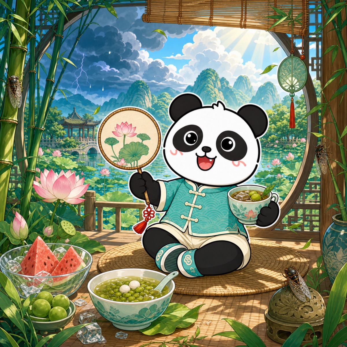 熊猫俊宇二十四节气作品《大暑》