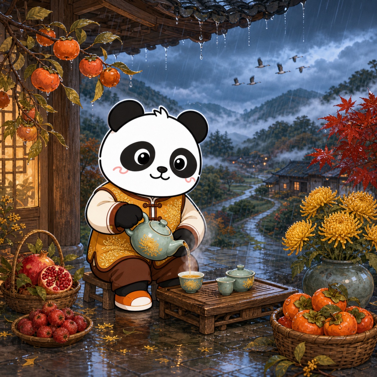 熊猫俊宇二十四节气作品《寒露》