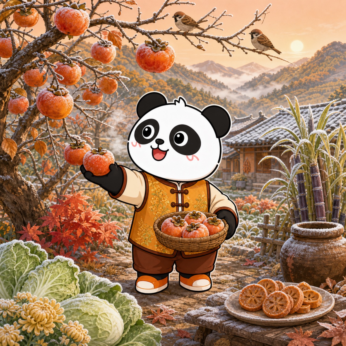 熊猫俊宇二十四节气作品《霜降》