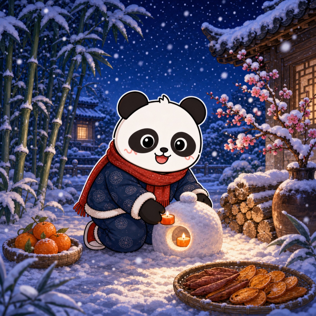 熊猫俊宇二十四节气作品《大雪》