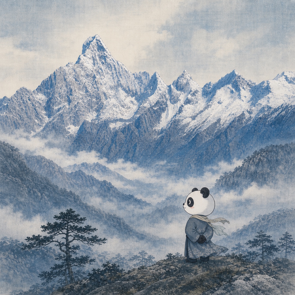 四川雪山系列作品《四姑娘山》